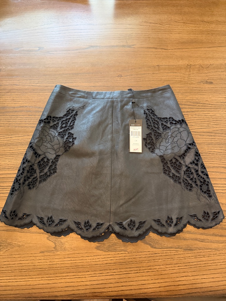 Bcbgmaxazria Black Floral A-Line Skirt